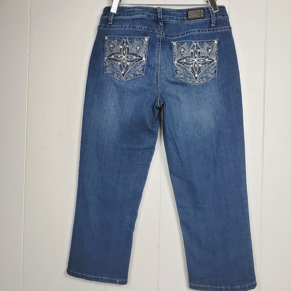 Earl jeans rhinestone bling capri jeans size 6 petite - Picture 5 of 14